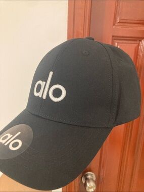 ALO Yoga Black Cap with White Embroidered Logo